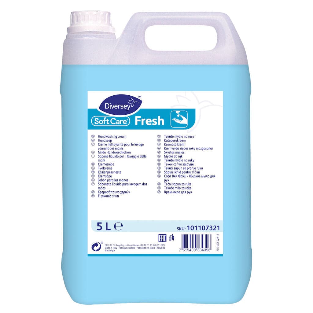 Diversey Soft Care Fresh – Sabonete Líquido Hidratante para Lavagem das Mãos em Uso Diário 5L