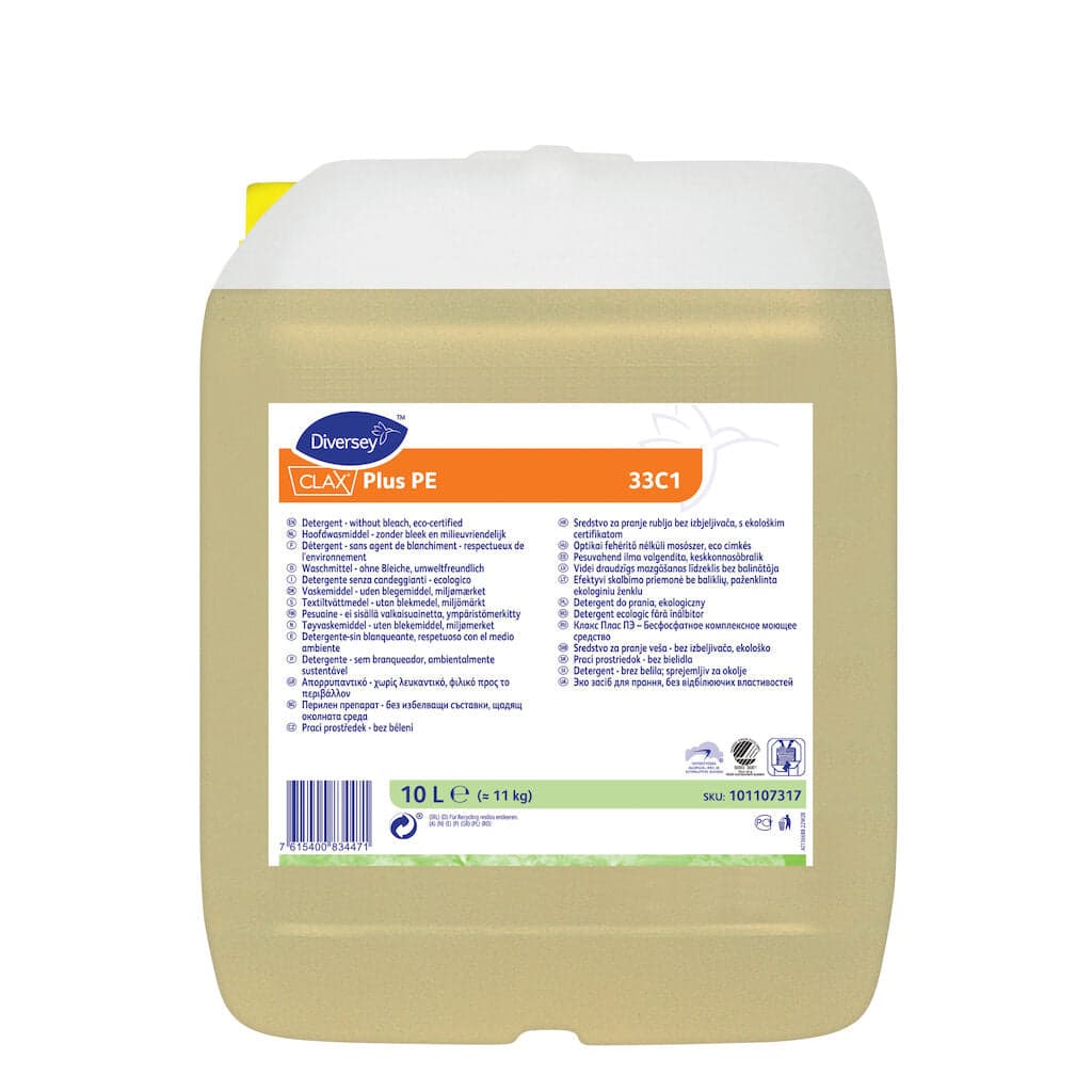 Diversey Clax Plus Pur-Eco 33C1 – Detergente Enzimático Ecológico para Lavandaria Profissional 20L