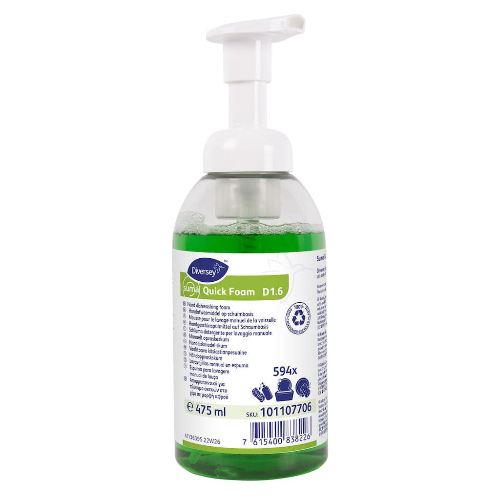 Diversey Suma Quick Foam D1.6 – Detergente em Espuma para Lavagem Manual de Loiça 450ml