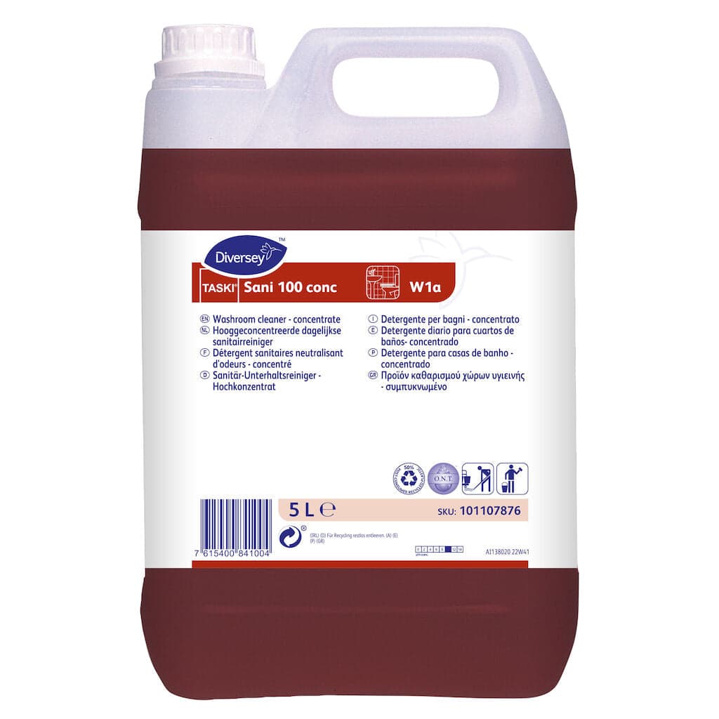 Diversey TASKI Sani 100 conc – Detergente Concentrado para Casas de Banho com Neutralização de Odores 5L