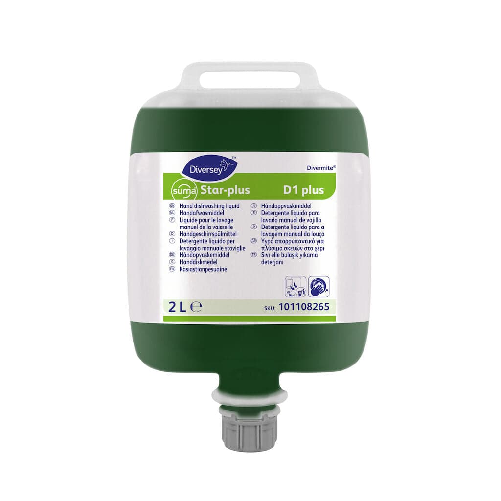 Diversey Suma Star Plus D1 Plus – Detergente Concentrado para Lavagem Manual de Loiça 2L