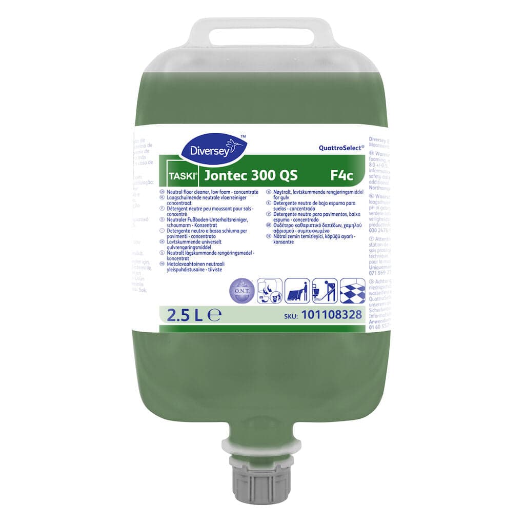 TASKI Jontec 300 QS F4c – Detergente Neutro para Pavimentos com Baixa Espuma em QuattroSelect 2,5L
