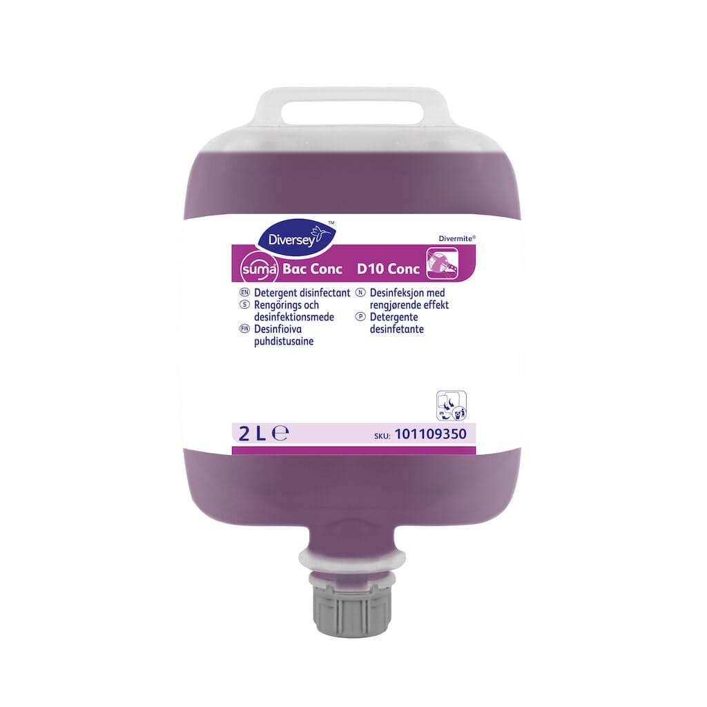 Diversey Suma Bac conc D10 conc – Detergente Desinfetante Concentrado para Superfícies Alimentares 2L