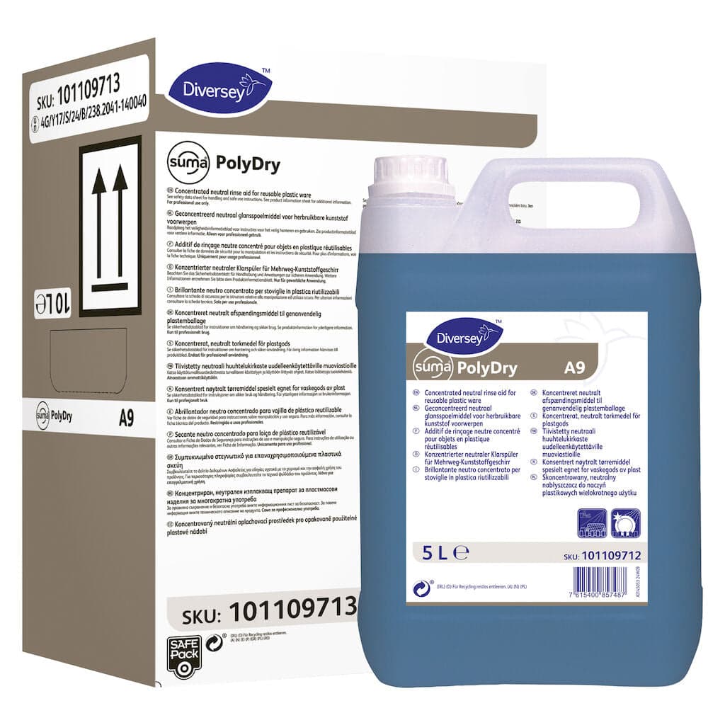 Diversey Suma PolyDry A9 – Secante para Loiça de Plástico Reutilizável 1OL