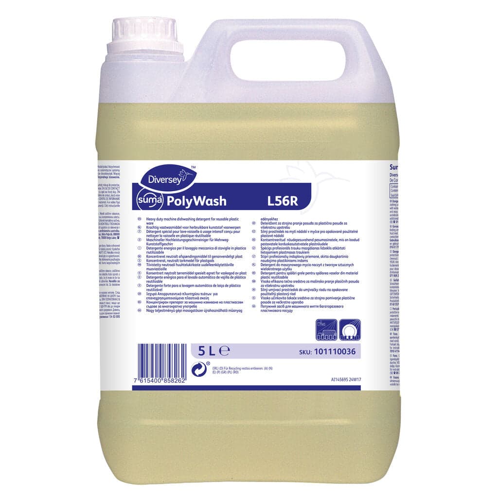 Diversey Suma PolyWash L56R – Detergente para Loiça de Plástico Reutilizável- 5L