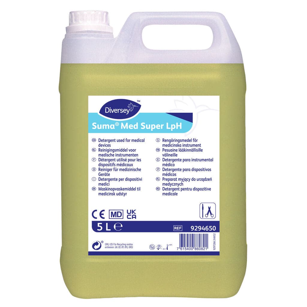 Diversey Suma Med Super LpH – Detergente Alcalino Concentrado para Instrumentos Cirúrgicos e Dispositivos Médicos 5L