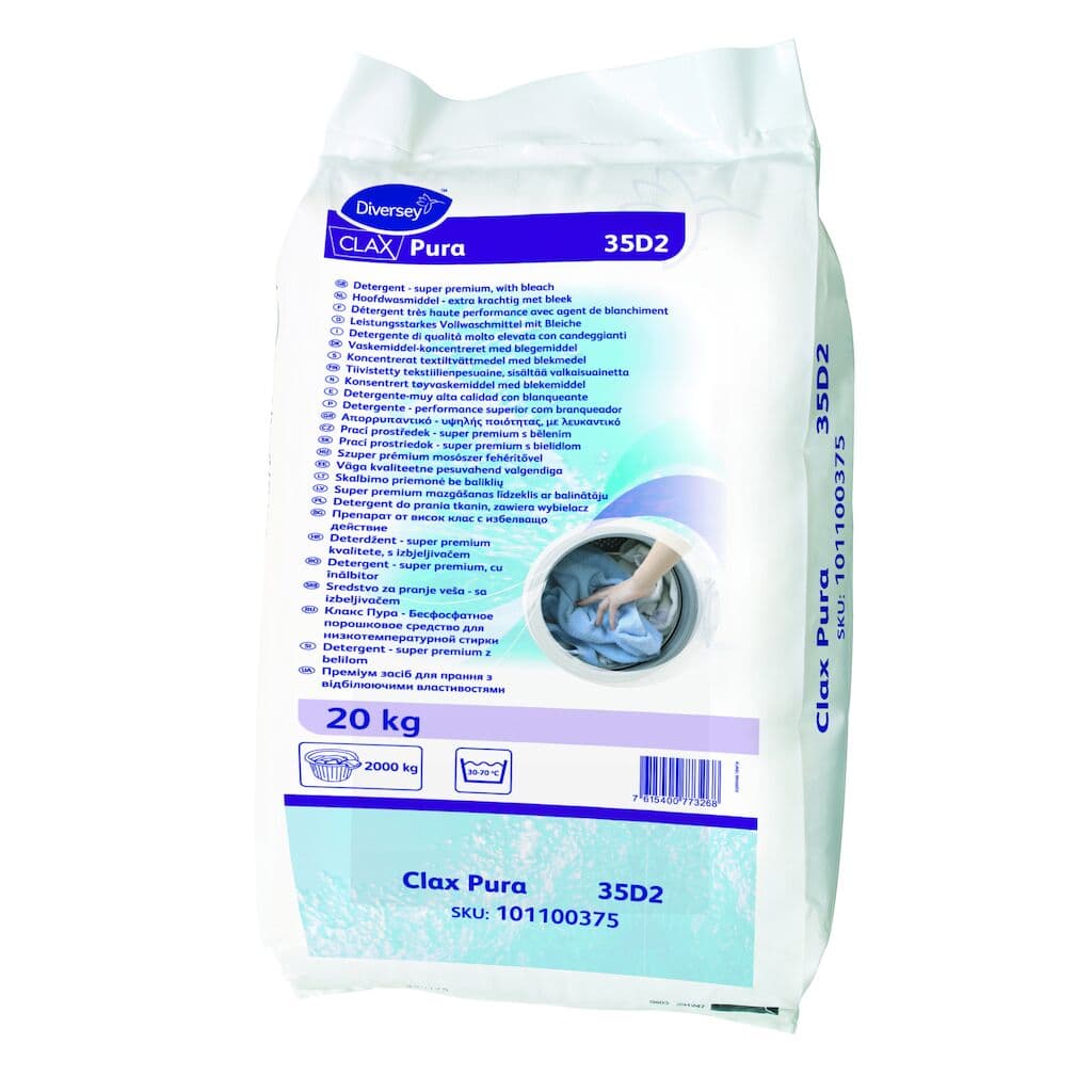 Diversey Clax Pura 35D2  – Detergente de Performance Superior com Branqueador  20KG