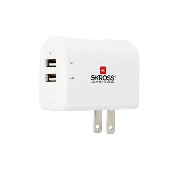 SKROSS Carregador EUA 2x USB-A 2.800.110, Branco