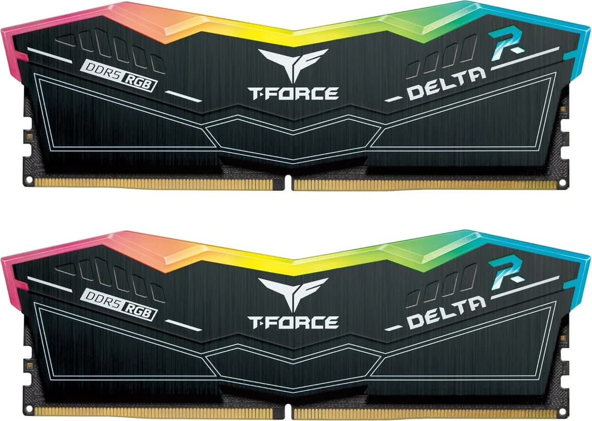 Memória RAM Team Group Kit 32GB (2 x 16GB) DDR5 6000MHz Delta Preto RGB CL30 - FF3D532G6000HC30DC