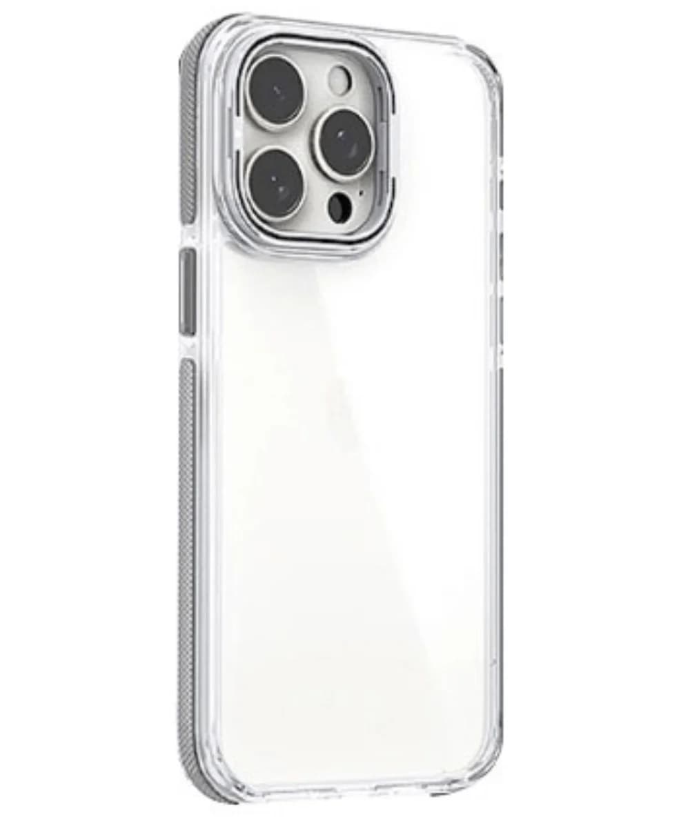 Capa Acrílico Borda Silicone são Suporte Cubrecamara iPhone 13/14 Cinzento