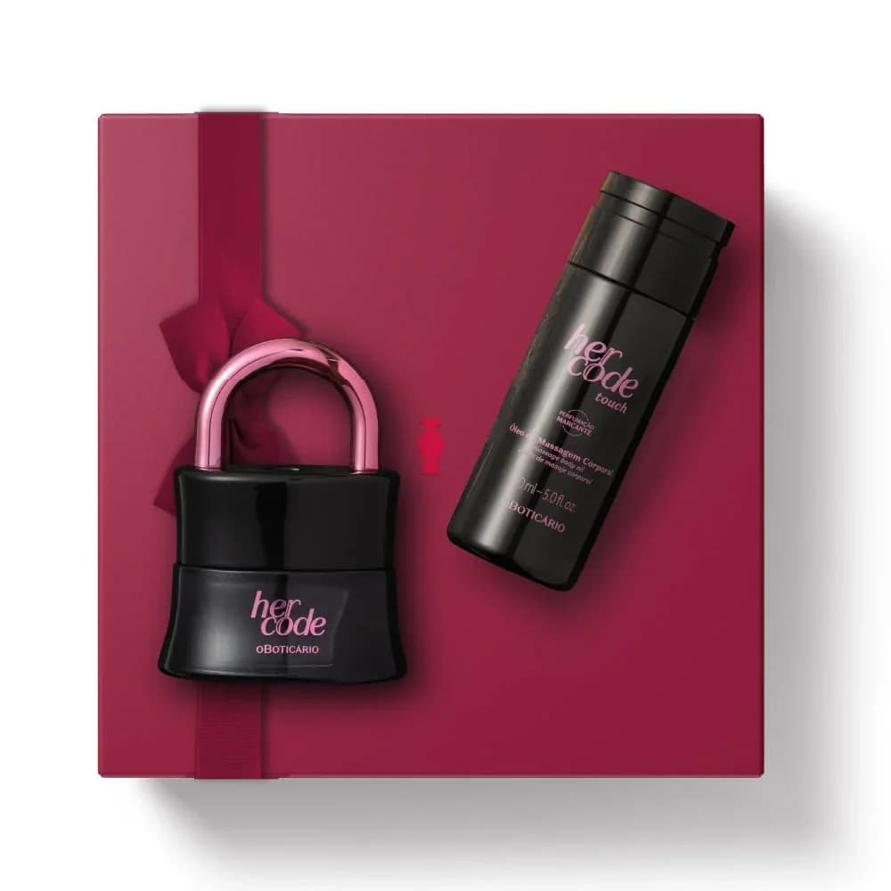 O Boticário Kit de Dia do Amor Her Code Touch Eau de Parfum 50ml + Óleo de Massagem Corporal Her Code Touch 150ml Coffret