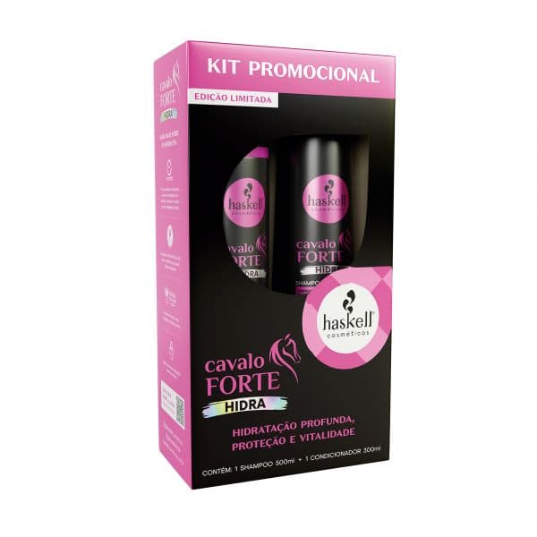 Haskell Hidra Cavalo Forte Shampoo 500ml + Condicionador 300ml + Máscara Travel 50g Coffret