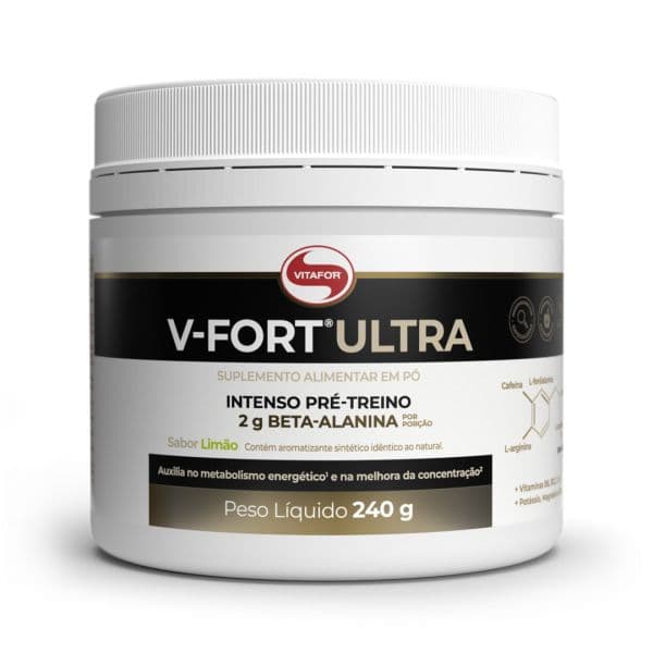 Vitafor V-Fort Ultra Pré-treino 240g Sabor Limão