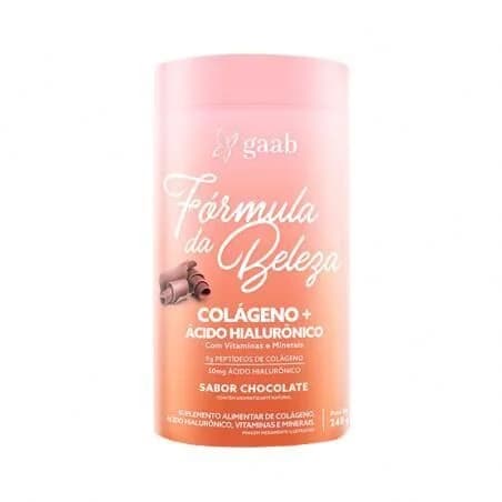 Fórmula da Beleza Colágeno + Ácido Hialurônico - Chocolate - 240g - Gaab