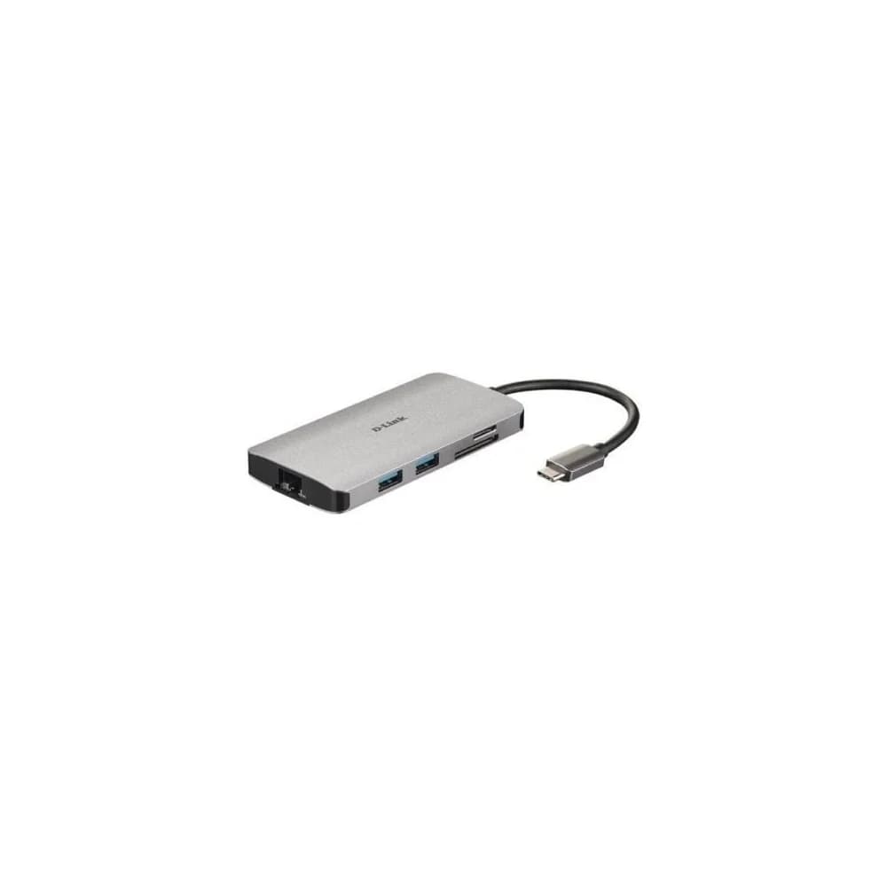 D-Link USB C Macho > 3 x USB 3.0 Tipo A Femea + 1 x HDMI + Leitor Cartões (Micro SD + SD) + 1 x USB-C (até 100W) - DUB-M810