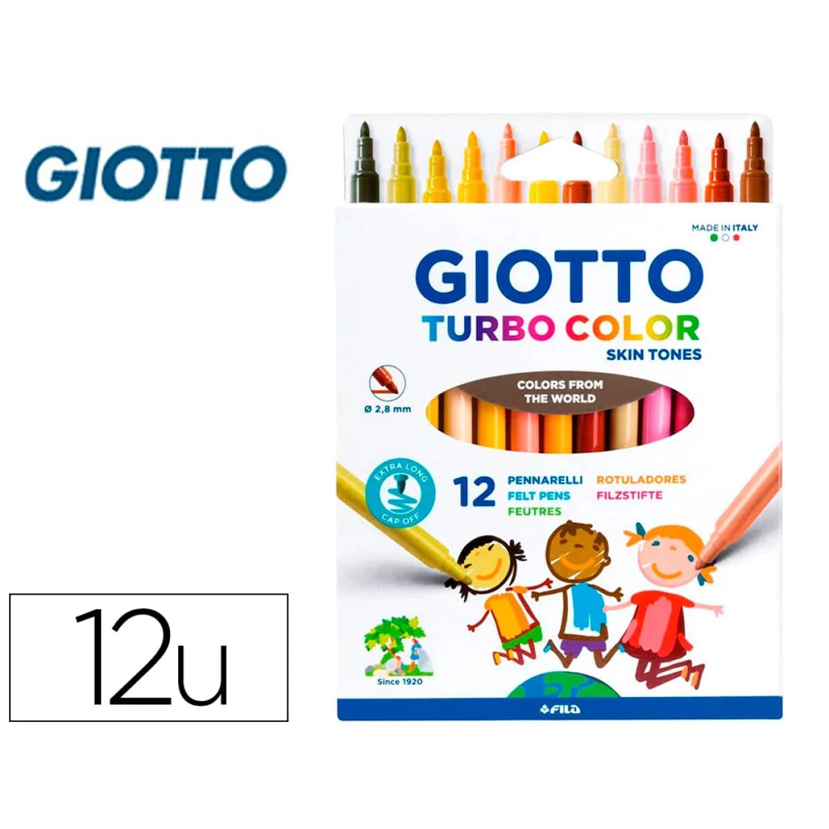 Giotto Marcadores Skin Tones / Tons de Pele Turbo Color 12 un.