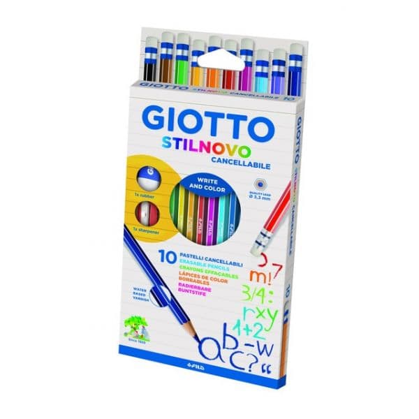 Giotto Lápis de Cor Apagável Stilnovo 10 un. + Afia + Borracha