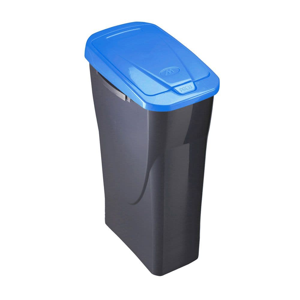 Mondex Balde do lixo 15L Preto/Azul Polipropileno com tampa