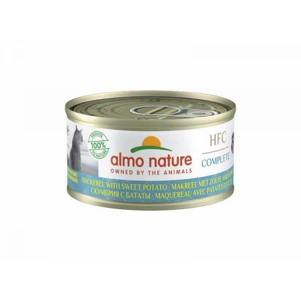 Ração Húmida Almo Nature Hfc Complete Gato Cavala com Batata Doce 24x70g