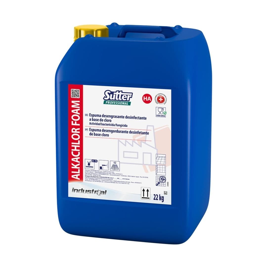 Sutter Alkachlor Foam HA - Espuma desengordurante desinfetante clorada para indústria alimentar 22kg