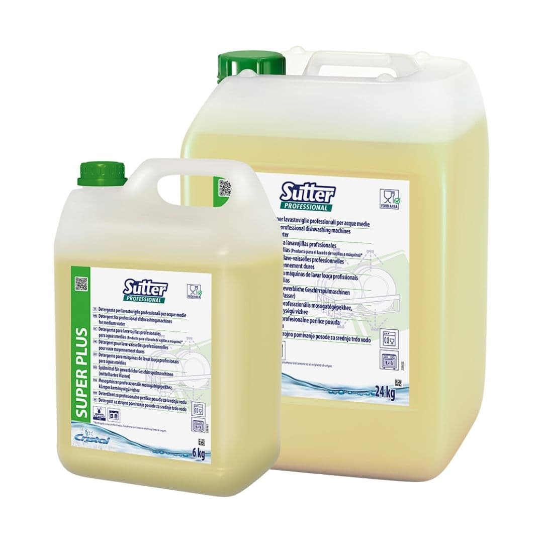 Sutter Super Plus detergente alcalino concentrado para máquinas de lavar loiça profissionais em águas médias