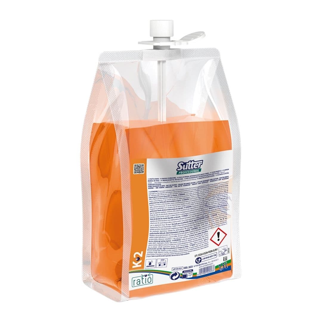 Sutter K-2 - Detergente Concentrado Perfumado para Lavagem Manual de Loiça com Poder Desengordurante 1,5L