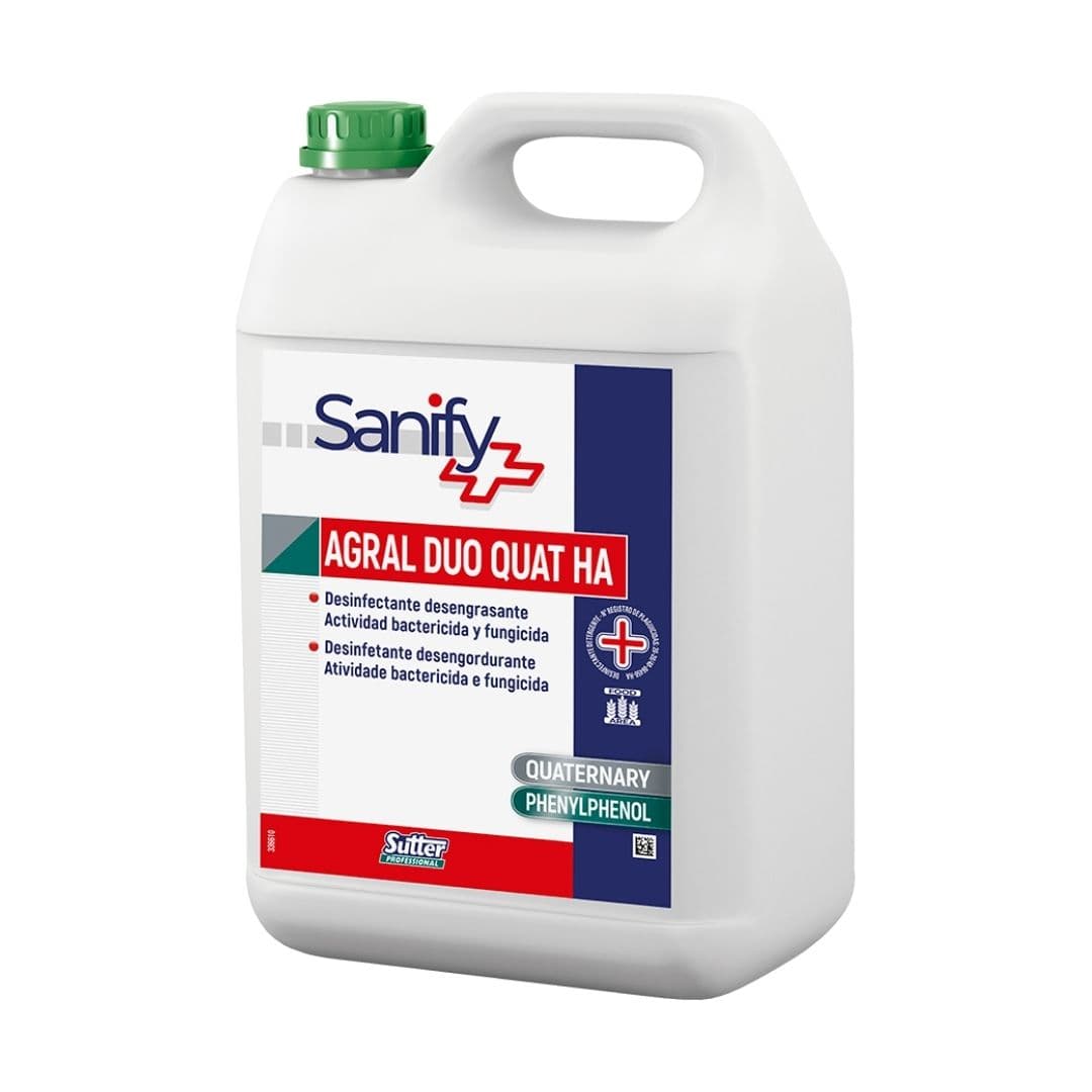 Sutter Agral Duo Quat - Desinfetante Desengordurante para Indústria Agroalimentar com Ação Bactericida e Fungicida 5kg