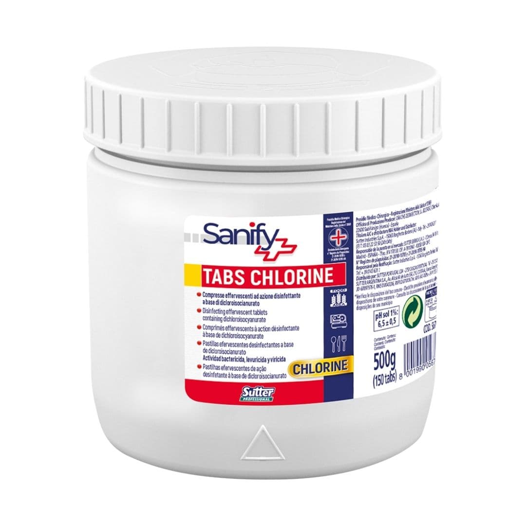 Sutter Tabs Chlorine - Pastilhas desinfetantes cloradas para superfícies duras 500g