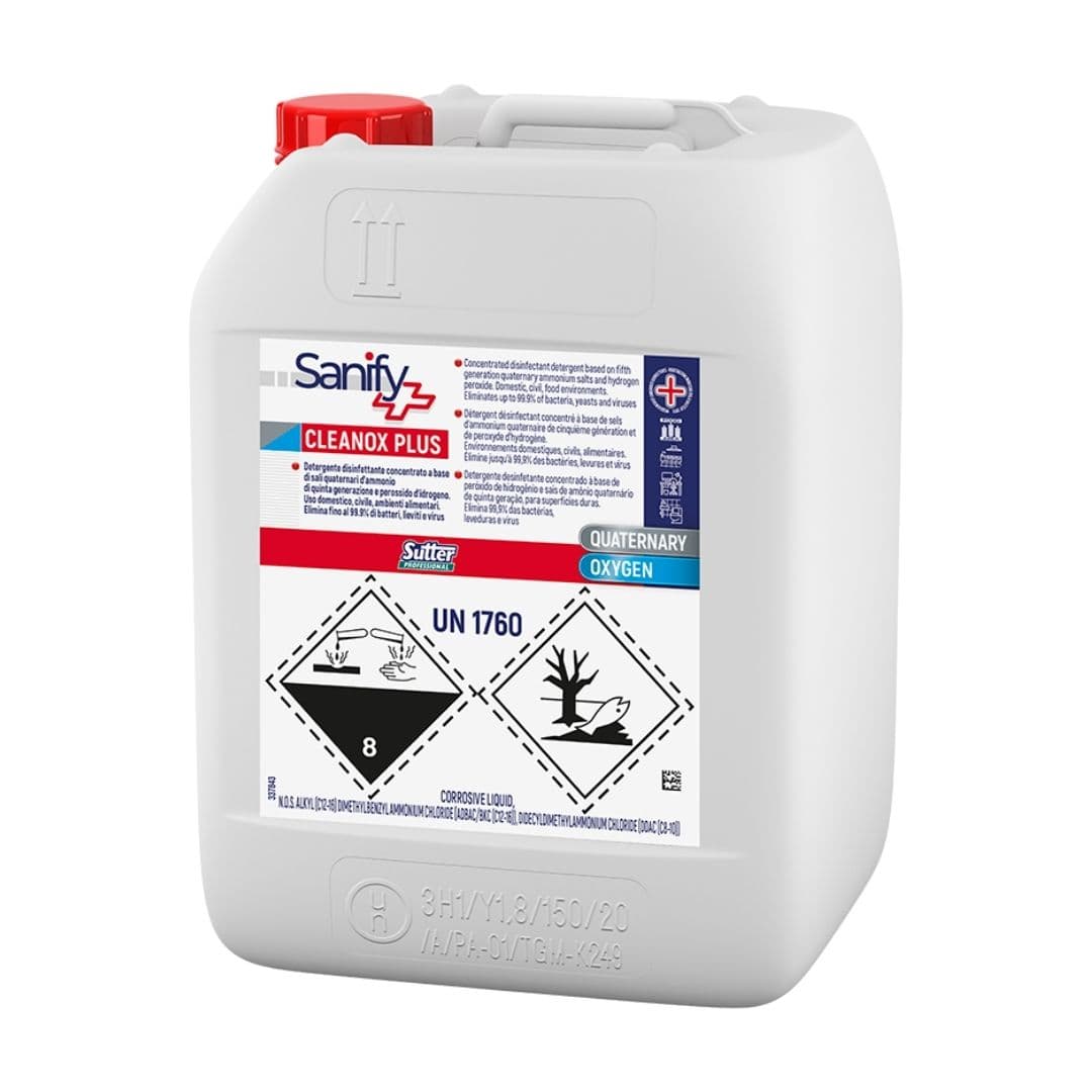 Sutter Cleanox Plus - Detergente desinfetante concentrado para superfícies laváveis e uso alimentar 5kg