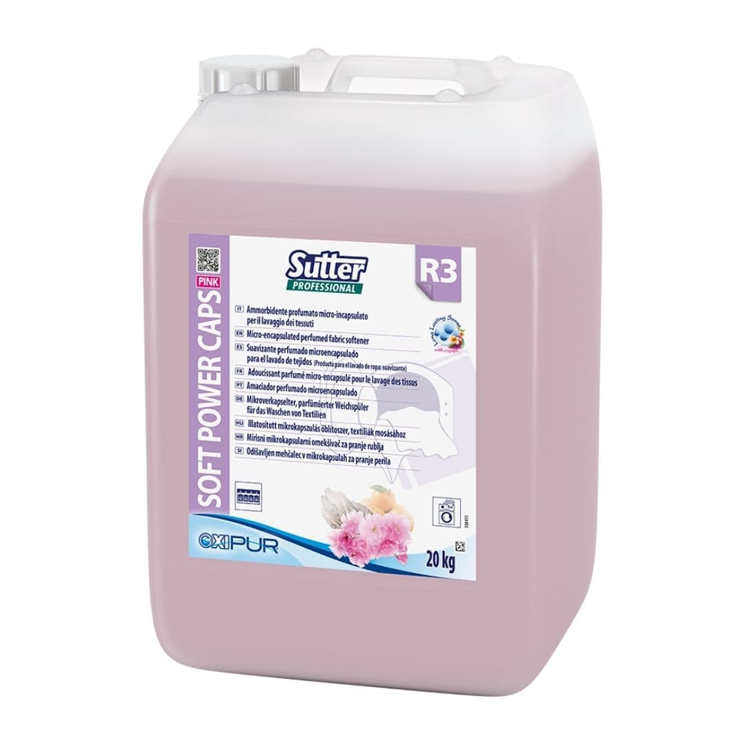 Sutter Soft Power Caps Pink - Amaciador perfumado microencapsulado para lavagem de tecidos 20kg