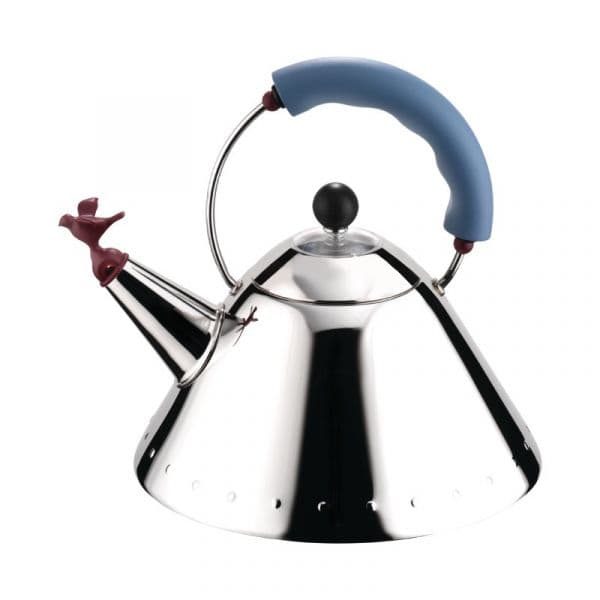Alessi Chaleira com Bico em Forma de Pássaro Prata e Azul Claro - ALES9093