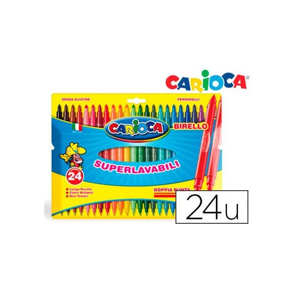 Carioca Marcador Birelo Dupla Ponta Caixa de 24 Cores - OFF035742CE