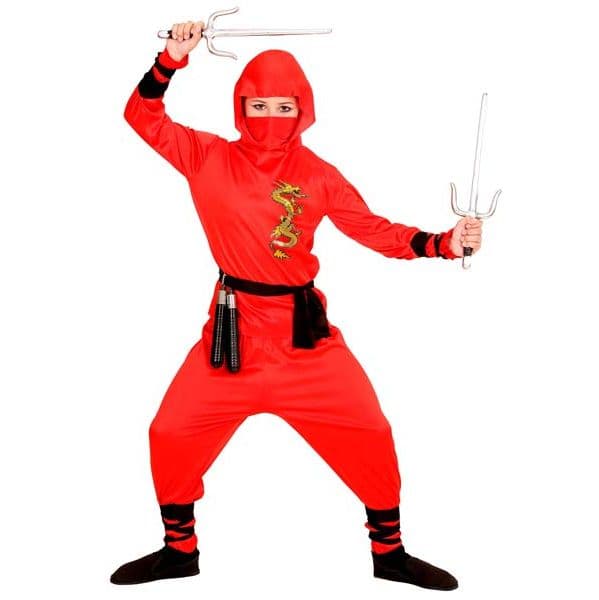 Widmann Fato Criança Ninja Vermelho Tamanho 5-7 Anos