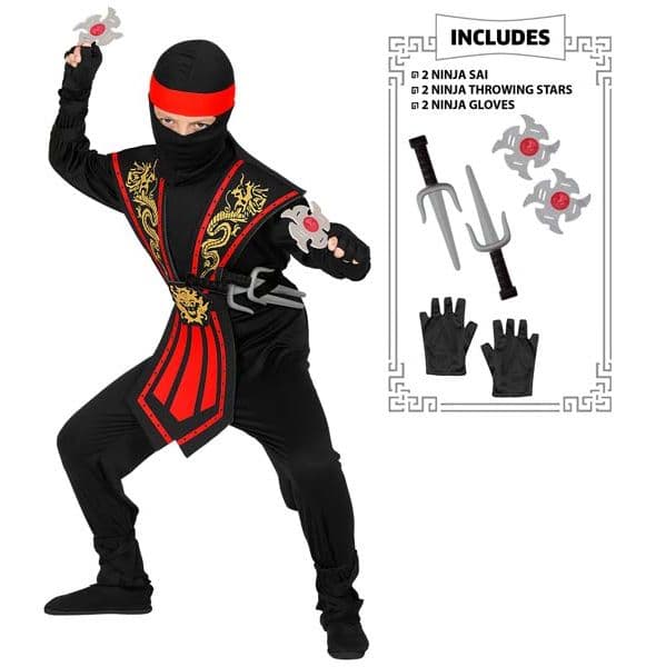 Widmann Fato Ninja Kombat com Armas 4-5 Anos