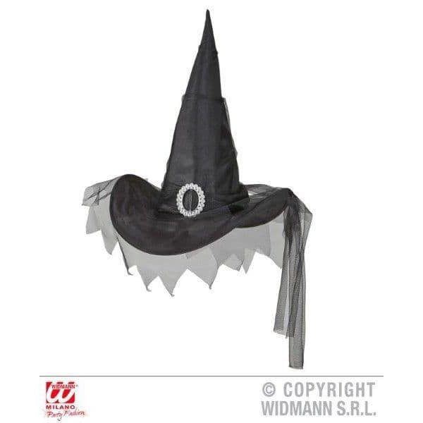 Widmann Chapéu de Bruxa Preto com Tule - 360051535