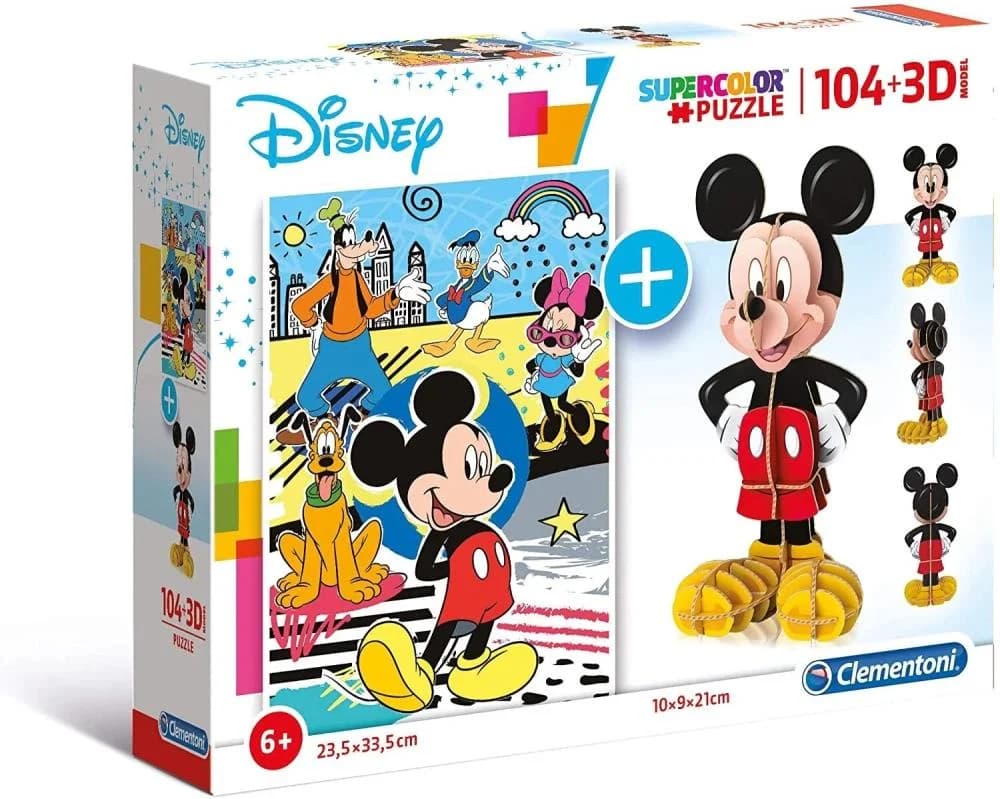Puzzle 104 pçs + 3D Model - Mickey Mouse
