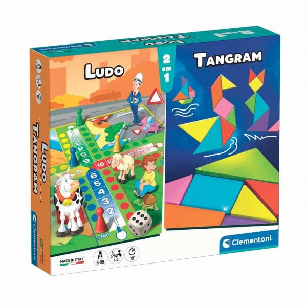 Clementoni Jogo Mesa 2 em 1 Ludo + Tangram