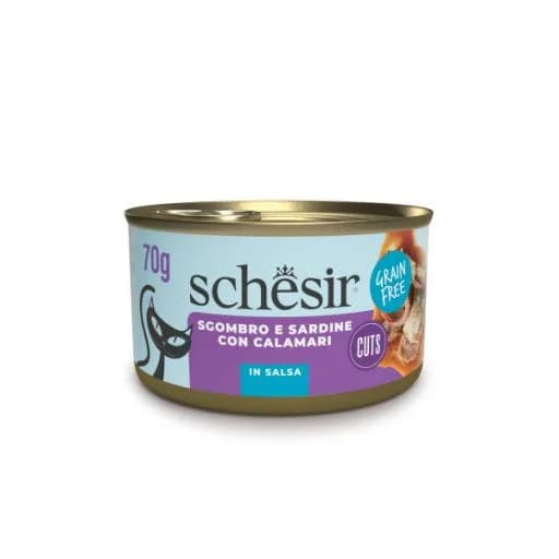 Ração Húmida Schesir Grill Filetes Sardinha, Cavala & Lula 70g