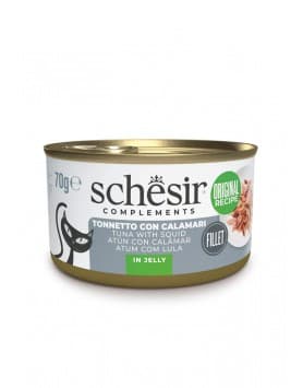 Ração Húmida Schesir Atum Com Lulas Em Gelatina Adulto 70g