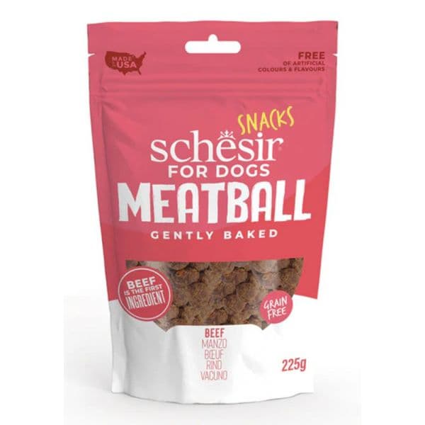Schesir Snacks naturais Meatball de vaca para cães 225g
