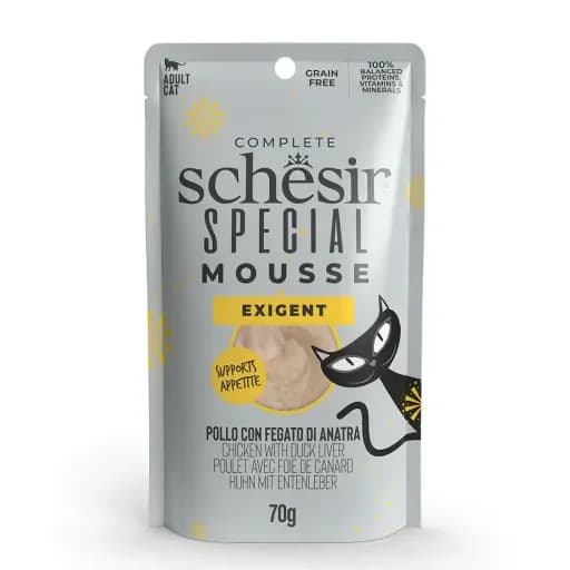 Ração Húmida Schesir Special Mousse Exigent Frango e Fígado de Pato 70g