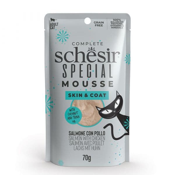 Ração Húmida Schesir Special Skin & Coat Mousse Salmão & Frango 70g