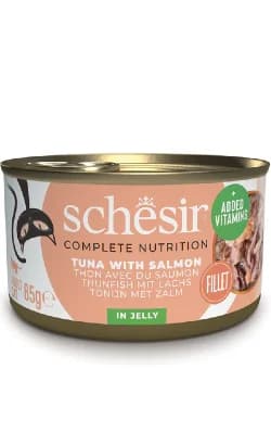 Ração Húmida Schesir Atum com Salmão em Gelatina 85g