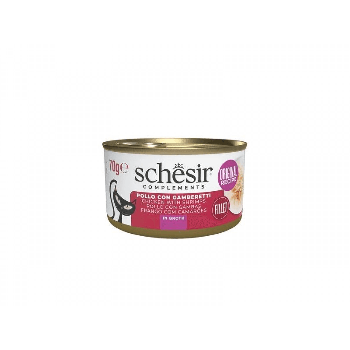 Ração Húmida Schesir Nature Chicken Fillets & Shrimp Wet Cat 70g