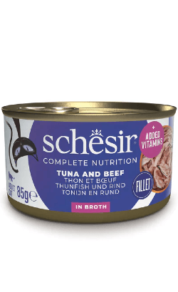 Ração Húmida Schesir Nature Tuna & Beef Fillets & Rice Wet Cat 85g