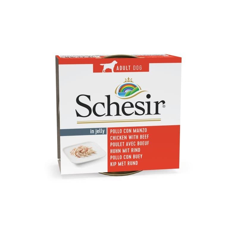 Schesir Lata Perro de pollo con buey en gelatina 150 gr