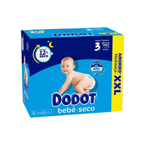 Fraldas Dodot Bebé Seco T3 (6-10Kg) 176 unidades