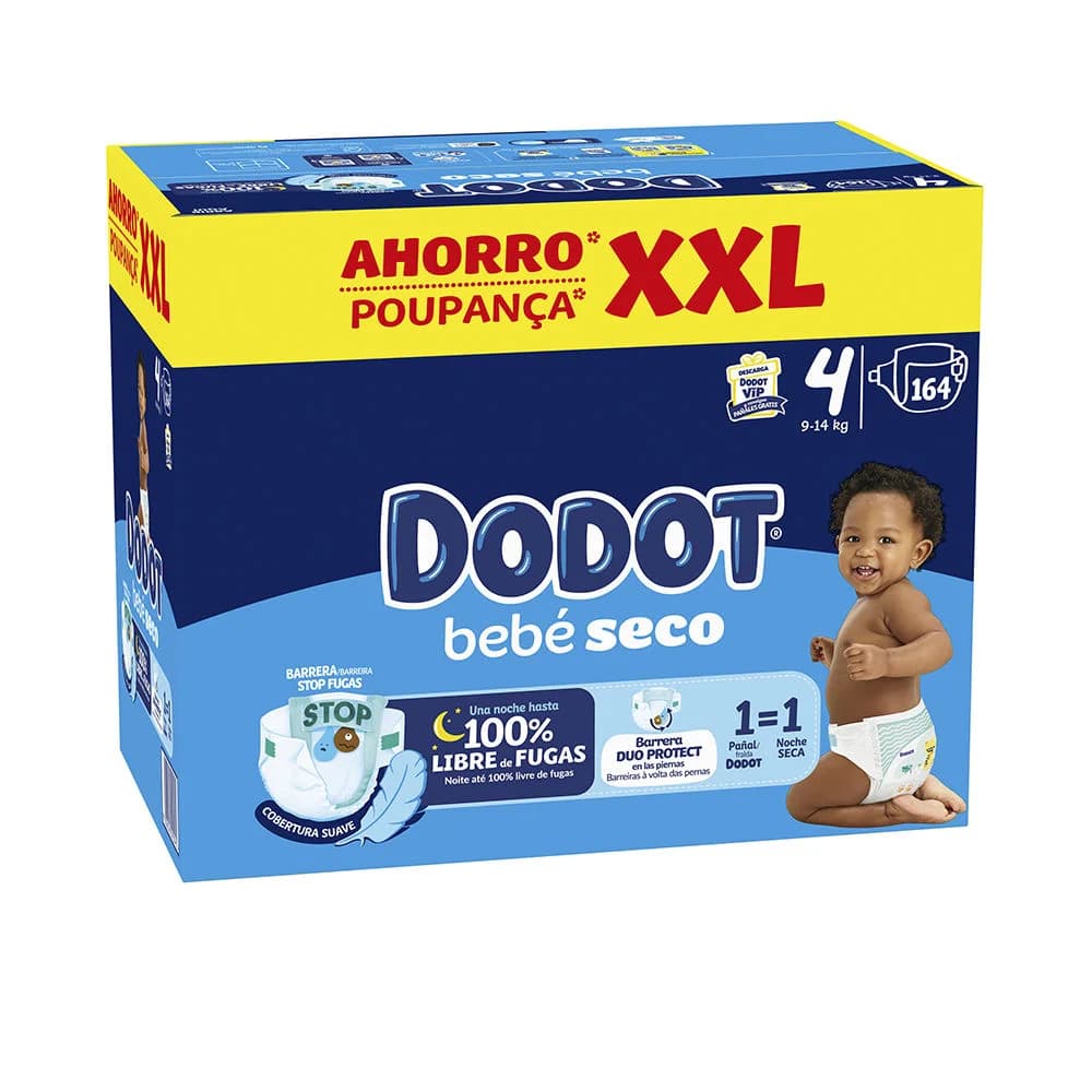 Fraldas Dodot Bebé Seco T4 (9-14 kg) 164 unidades