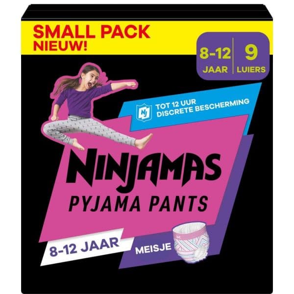 Fraldas Pampers Ninjamas Pyjama Pants para Menina 8-12 Anos (27-43Kg) 9 Unidades