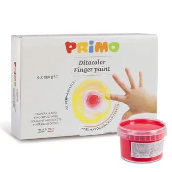 Primo Guache Pintura Dedos 6 Cores 6x250ml